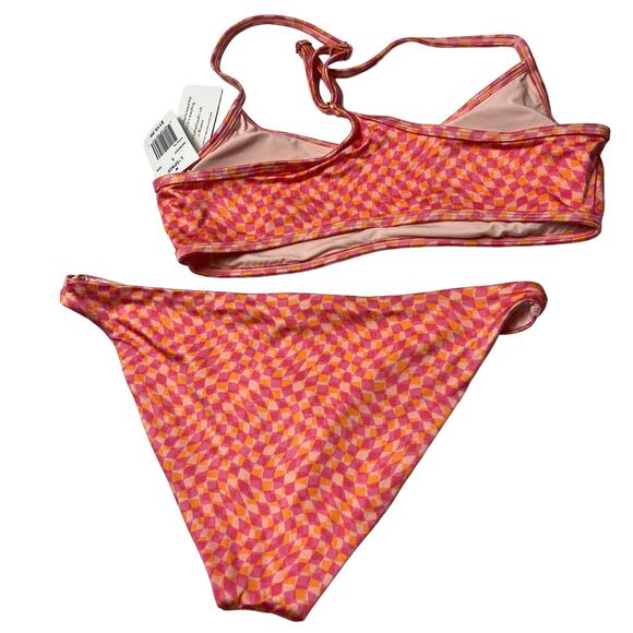 L*SPACE Pamela Top Tommy Bottom Bitsy Bikini Set Heat Waves Pink Abstract Lg NEW - Picture 6 of 8